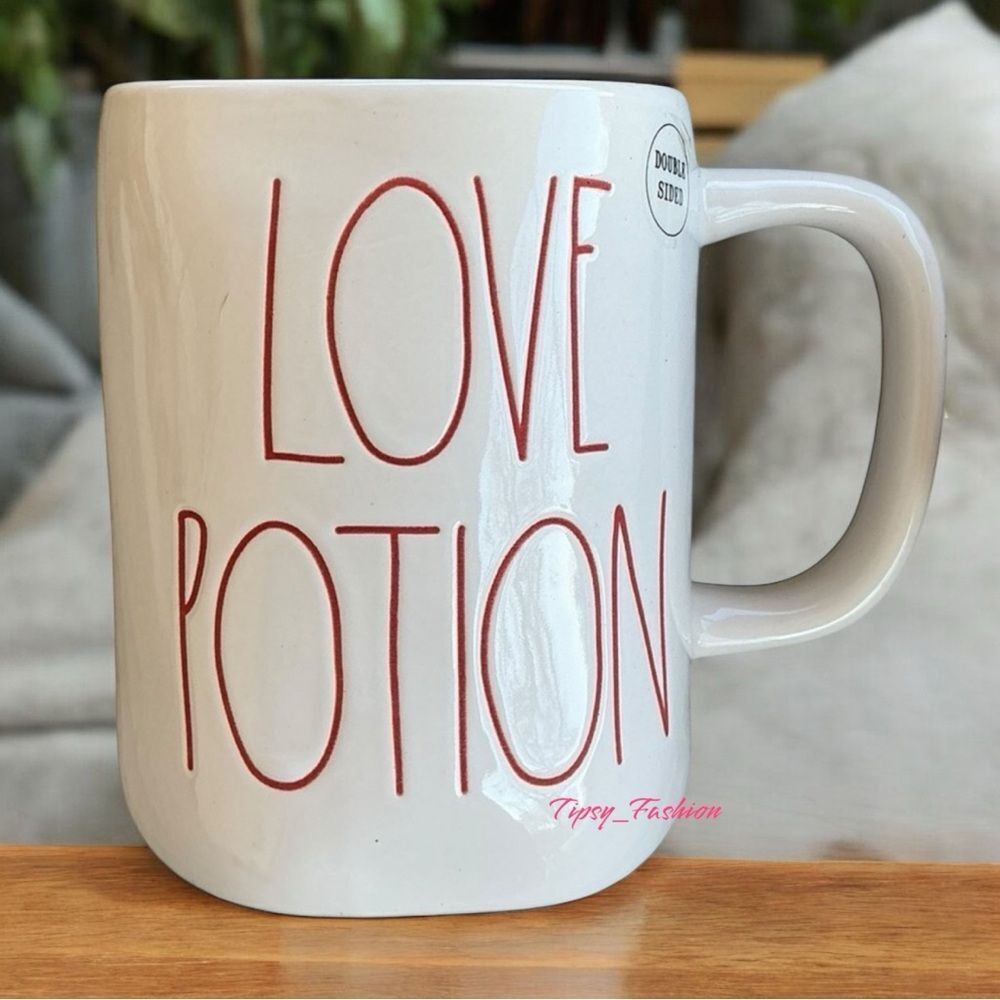 Rae Dunn LOVE POTION Mug NWT Valentine Coffee Cup Double Sided Red Interior